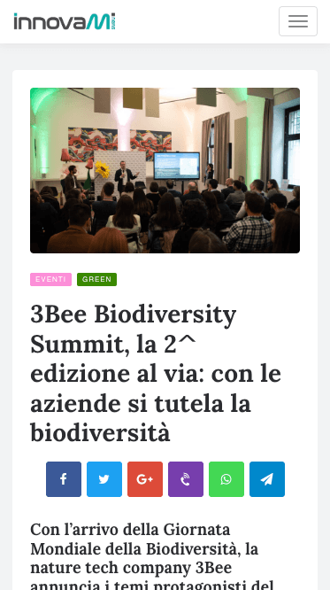 3Bee Biodiversity Summit, la 2^ edizione al via: con le aziende si tutela la biodiversità