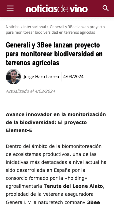 Generali y 3Bee lanzan proyecto para monitorear biodiversidad en terrenos agrícolas