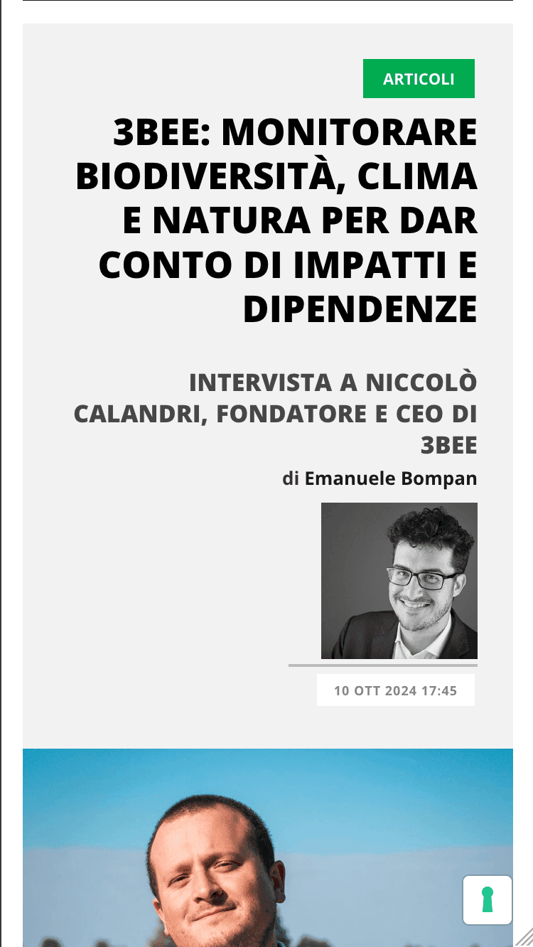 3Bee: monitorare biodiversità, clima e natura per dar conto di impatti e dipendenze