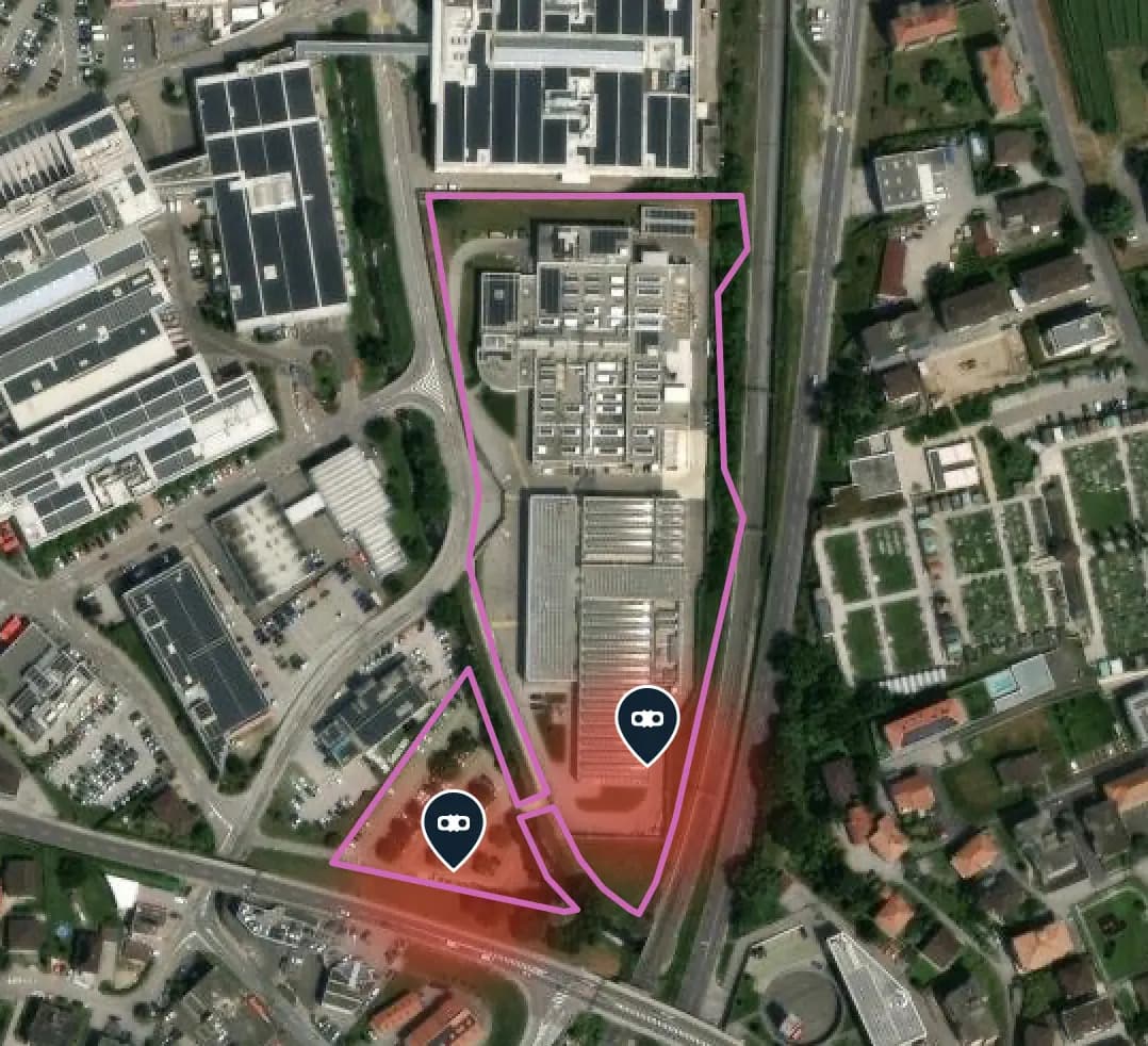 Mappa satellitare XNatura della densità di impollinatori attorno a un sito produttivo